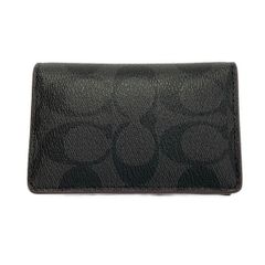 美品 COACH コーチ 名刺ケース シグネチャー レザー ブラック エンボス