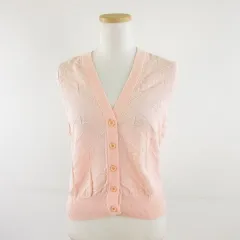 ピエールカルダン Pierre Cardin ニットベスト チェック ピンク 9 *A496のサムネイル