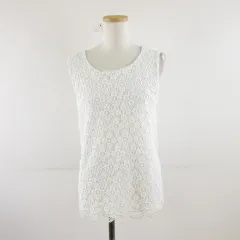 ローラアシュレイ LAURA ASHLEY タンクトップ レース ストレッチ 白 36 *A982のサムネイル