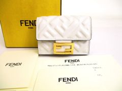 24859✨フェンディ FFダイヤモンド 三つ折り財布 レザー ゴールド金具