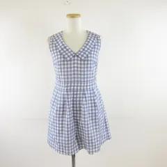 ジルバイジルスチュアート JILL by JILLSTUART オールインワン ノースリーブ ショートパンツ チェック 青 白 S *A183のサムネイル
