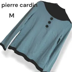 pierre cardin ピエールカルダン バイカラー ニット カットソー トップス ハイネック ボタン 水色 黒色 ブラック 配色 切替 セーター モックネック タートル 伸縮性 上質 上品 クラシカル ミセス お出かけ 秋冬 レディース【M】ST001のサムネイル