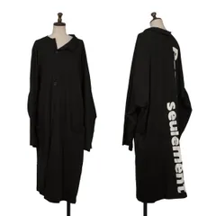 ビーヨウジヤマモトB Yohji Yamamoto バック顔料プリントネック裁ち切りロングカーディガン 黒2のサムネイル
