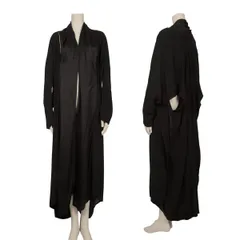 ヨウジヤマモト ファムYohji Yamamoto FEMME オープンデザイン異素材切替ボタンレスコート 黒1のサムネイル