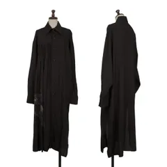 ヨウジヤマモト ファムYohji Yamamoto FEMME プリーツ切替グラフィックプリントロングシャツ 黒1のサムネイル