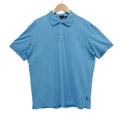 HUGO BOSS ポロシャツ XL PIMA COTTON ライトブルー 半袖 鹿の子 メンズ ボス 高級コットン ワンポイント ロゴ シンプル ゴルフ スポーツ カジュアル ビジネス アメカジ 春夏 人気カラー 爽やか 古着 トップス ブランドポロ 定番のサムネイル