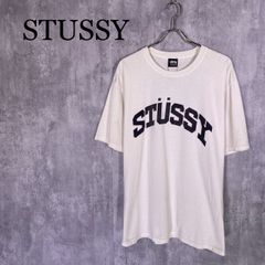 希少】ステューシー アーチロゴ Tシャツ L 生成り 紺タグ STUSSY