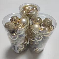 【3個セット】クリスマス オーナメント ボール クリスマスボール ツリートップスター 華やか クリスマスツリー 飾り付け 飾り ボール セット クリスマス ツリー オーナメント ボール クリスマス ツリー （1ケース24個入り） (3cm, ゴールド)のサムネイル