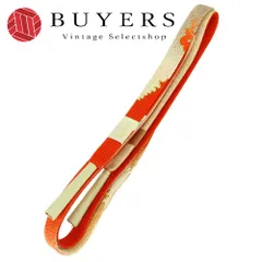 【中古】未使用保管品 帯締め さんび 正絹(金銀糸除く) オレンジ ゴールド グレー 平組紐 小物 和装 呉服 和服 きもの レディース 女性