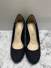 送料無料！！美品！！MISCH MASCH　ミッシュマッシュ　レディースパンプス　８cmヒールパンプス　スゥエード＆レースデザイン　オールブラック　size 22cm   #80618MO342のサムネイル