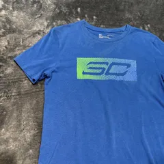 ★【USED】USA古着 アンダーアーマー UNDER ARMOUR ジュニアYLG 150 160 半袖Tシャツ ブルー ヒートギア スポーツ トレーニング ランニング バスケ サッカー 野球 キッズ ボーイズ ガールズ ロゴプリント 青のサムネイル