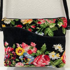 ⑥ FEILER フェイラー 花柄 ショルダーバッグ ブラック ゴブラン 