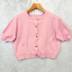 AQUA LEAF アクアリーフ サマーニット カーディガン ハートボタン ２WAY 半袖 ピンク Fサイズ ◎、□〇のサムネイル