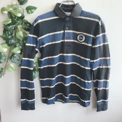 美品✨ ラコステ LACOSTE  ボーダー ポロシャツ 長袖 ワッペンロゴ ネイビー コットンのサムネイル