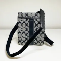 美品 COACH【コーチ】シグネチャー ショルダーバッグ ブラック/グレー キャンバス レザー 鞄 かばん レディース