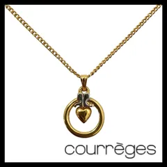 【Courreges】ロゴ ハート ラウンド ネックレス ゴールド/金カラー シルバーカラー サークル ペンダント クレージュ (SER-8156①)のサムネイル