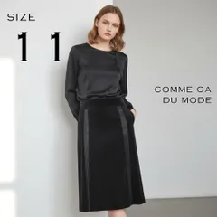 【極美品】COMME CA DU MODEコムサデモード 日本製 異素材切替 ミディ丈 プリーツスカート 11(Ｌ) 黒ブラック 【古着】【中古】【送料無料】のサムネイル