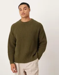 エイソス メンズ アウター ニット・セーター リブ ウール セーター ニット ASOS DESIGN oversized heavyweight knit wool blend ribbed sweaのサムネイル