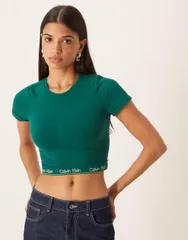 カルバンクライン レディース トップス タンクトップ Calvin Klein Shapewear short sleeve top in forest DGreen グリーンのサムネイル