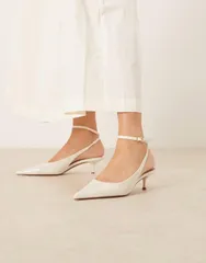 マンゴ レディース シューズ サンダル アンクル ヒール Mango classic ankle strap kitten heels IVORY アイボリーのサムネイル