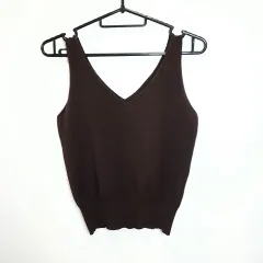 willfully ウィルフリー ベスト ニット レイヤード タンクトップ クロップド丈 ブラウン Fサイズ ◎_〇□☆のサムネイル