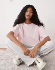 モンキ レディース トップス Tシャツ Monki short sleeve Tshirt stripe pink ピンクのサムネイル
