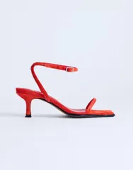 トップショップ レディース シューズ サンダル レザー ヒール Topshop Ezra strappy heeled sandals hairon realeathered pony レッドのサムネイル