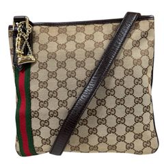 グッチ GGキャンバス ショルダーバッグ シェリーライン レザー