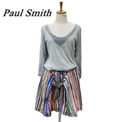 Paul Smith ポールスミス Paul+ マルチストライプ ワンピース 40 GRY/グレーのサムネイル