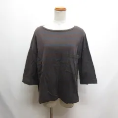 ギャルリーヴィー GALERIE VIE トゥモローランド ボーダー柄 七分袖 カットソー Tシャツ S 茶 ブラウン 日本製のサムネイル
