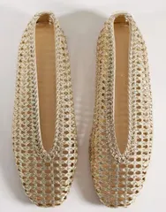 エイソス レディース シューズ パンプス ASOS DESIGN Lioness woven ballet flats GOLD ゴールドのサムネイル