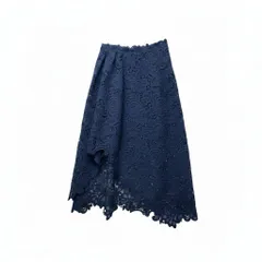 6f18 ERMANNO SCERVINO エルマンノシェルビーノ レーススカート 変形スカート 膝丈 イタリア製 40サイズ ネイビー レディース 女性用u02tのサムネイル