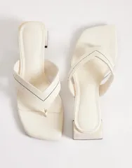 エイソス レディース シューズ サンダル ヒール ASOS DESIGN Honestoe thong block heeled sandals Offwhite オフホワイトのサムネイル