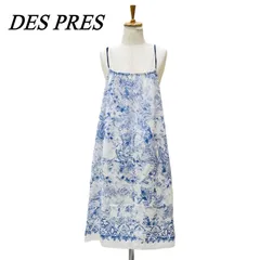 DES PRES デプレ キャミワンピ―ス 1 シルク混 ホワイト × ブルー ペイズリー柄のサムネイル