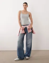 マンゴ レディース トップス シャツ Mango Teen cami top with built in bra Gray グレーのサムネイル