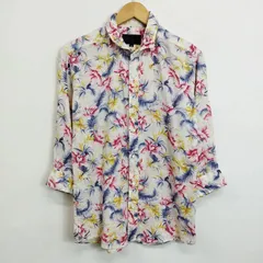 MURDER LICENSE マーダーライセンス 七分袖 シャツ ボタニカル柄 花 フラワー 麻 リネン 日本製 ホワイト 46 F498のサムネイル