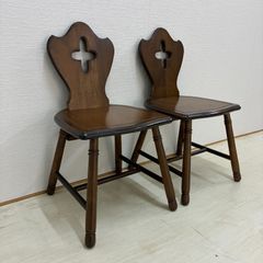 Bオールドカリモク ルスティック ダイニングチェア 2脚セット 無垢 楢