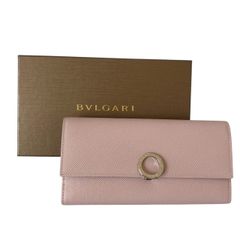 BVLGARI ブルガリ 長財布 ロゴクリップ ピンクベージュ ギャランティ付 