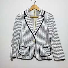 mila schon BLUE LABEL ミラ・ショーン ブルーレーベル ストライプ柄 シルク混 テーラードジャケット 40のサムネイル