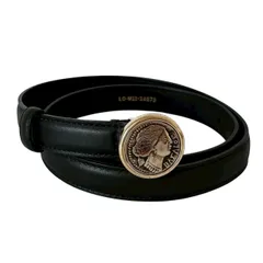 BVLGARI ブルガリ モネーテ ベルト アクセサリー 古代コインモチーフ 小物 レザー ブラック [サイズ 80/32］のサムネイル