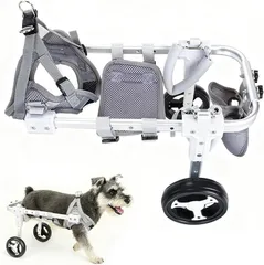 犬用車椅子 犬用歩行器 ペット車椅子 2輪 4輪歩行補助 サイズ調整可能 軽量 後ろ足 ペット 小型犬 中型犬 怪我 介護 障害犬 老犬 散歩 サポート ハーネス付き 車輪 リハビリ 日本語取扱説明書 (S, 2輪)のサムネイル