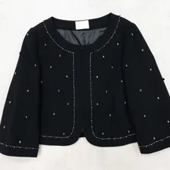 ◎Grace Class グレースクラス ノーカラージャケット ビジュー ビーズ ポリエステル ブラック レディース 38 b01891のサムネイル