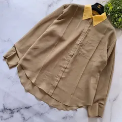 25SS タグ付 ルシェルブルー 長袖シャツ バイカラー イエロー×ベージュ Sのサムネイル