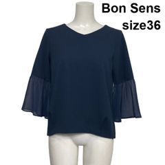 新品 JENNE（S）袖パールドレスプルオーバー ネイビー きれいめ 長袖 