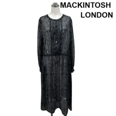 ◇ マッキントッシュロンドン MACKINTOSH LONDON ワンピース ロング丈 長袖 ラウンドネック ボタニカル柄 シアー M 9号 レディース S6F551のサムネイル