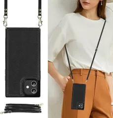 Cavor iphone12 mini ケースショルダー 肩掛け 首かけ 斜めがけ ケース アイフォン12 mini 手帳型 ケース いphone12 mini カード収納【RFID機能】いphone12 mini財布型ケース 磁気閉鎖付きの専属のサムネイル