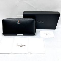 美品 ポール・スミス マーケトリーストライプラビット 長財布 ダーク