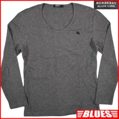 BURBERRY BLACK LABEL 廃盤 バーバリーブラックレーベル Tシャツ グレー Vネック ブロックチェック ロンT カットソー 2 シャツ_カットソーサイズM一覧←SEULB屋着古← SJ675