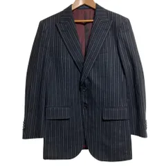 美品 ヴィンテージ dunhill ダンヒル テイラースコット ストライプ柄 フランネル テーラードジャケット ブラック メンズ 古着 中古 USEDのサムネイル
