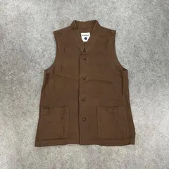 日本製 Vintage Plantation プランテーション リネンベスト ジレ 前開き スタンドカラー 麻/リネン 100% ポケット 無地 ブラウン ヴィンテージ ビンテージのサムネイル